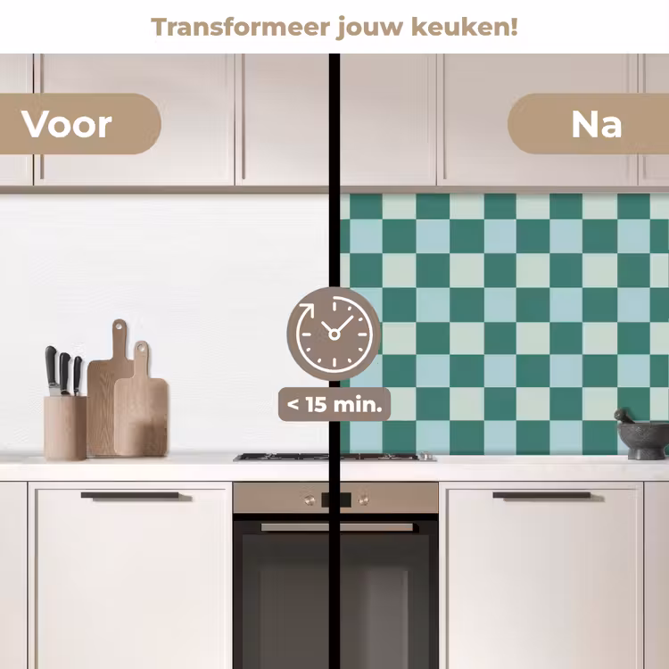 Schaak - Klassiek - Groen keuken achterwand 2 middel 871 -voor-na2_NL