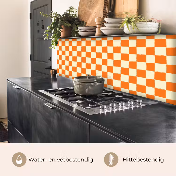 Schaak - Patroon - Oranje keuken achterwand 2 middel 871 -usp_NL