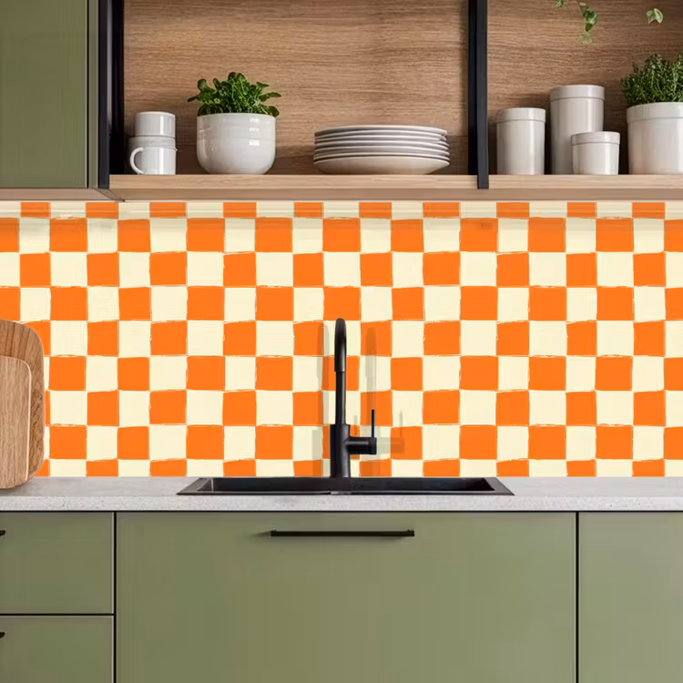 Schaak - Patroon - Oranje keuken achterwand 2 middel 871 -sfeer3