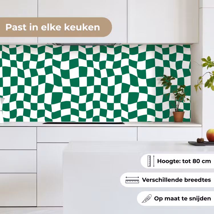 Schaakbord - Golvend - Groen keuken achterwand 2 middel 871 -sfeer4_NL