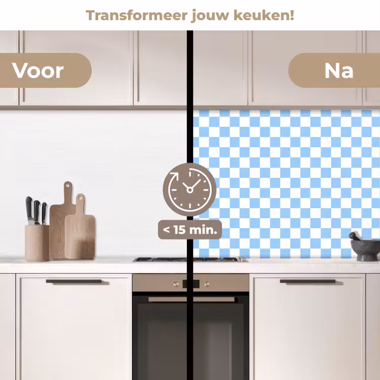 Schaakbord - Klassiek - Blauw keuken achterwand 2 middel 871 -voor-na2_NL