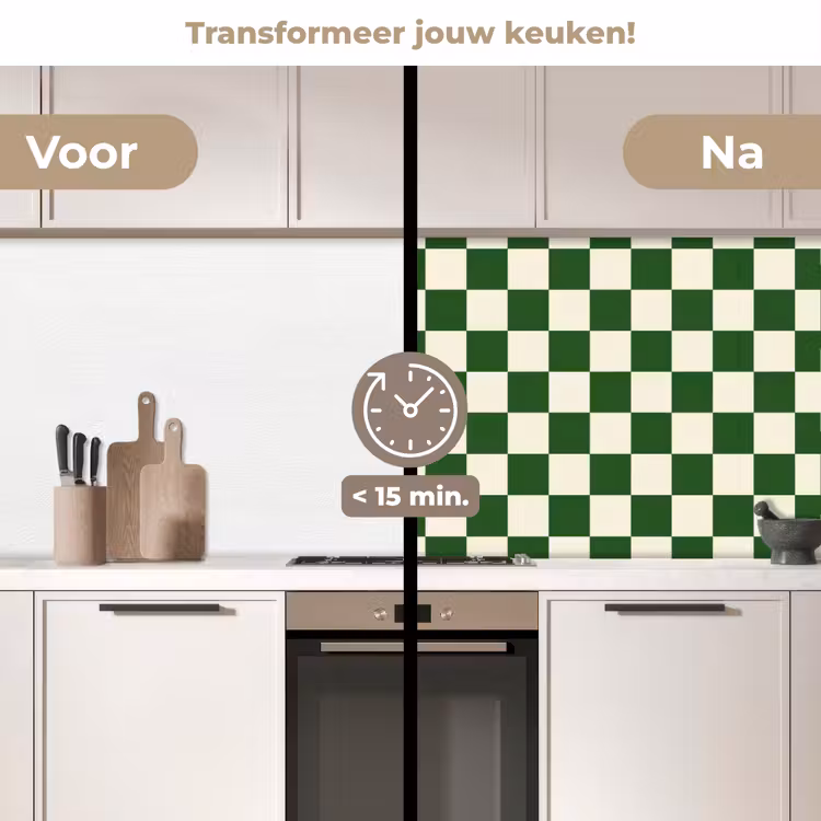 Schaakbord - Patroon - Groen keuken achterwand 2 middel 871 -voor-na2_NL