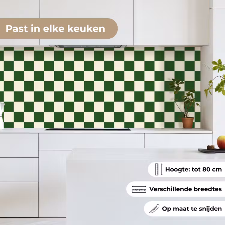 Schaakbord - Patroon - Groen keuken achterwand 2 middel 871 -sfeer4_NL