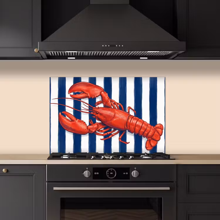 Schaaldier - Kreeft - Marine - Illustratie - Rood keuken achterwand spatscherm klein -sfeer1