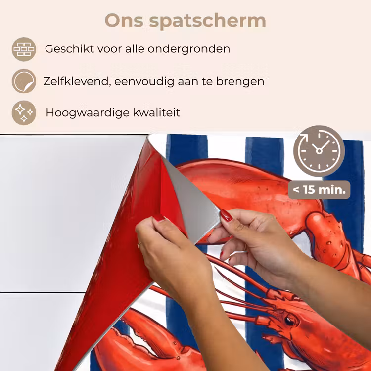 Schaaldier - Kreeft - Marine - Illustratie - Rood keuken achterwand spatscherm klein -spatscherm_NL