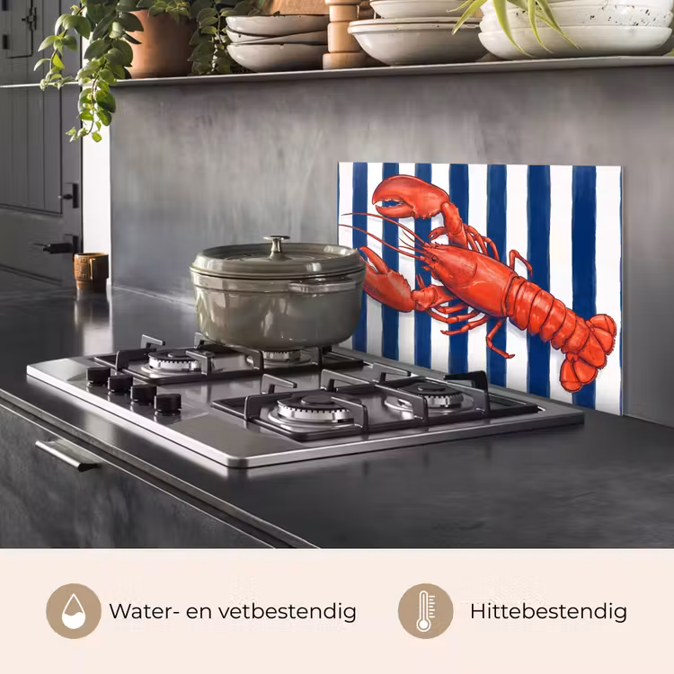 Schaaldier - Kreeft - Marine - Illustratie - Rood keuken achterwand spatscherm klein -usp_NL