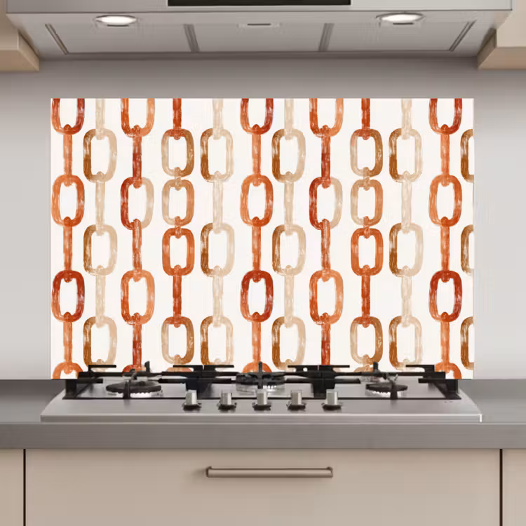 Schakels - Patroon - Aquarel - Terracotta keuken achterwand spatscherm klein 900 -3d_website