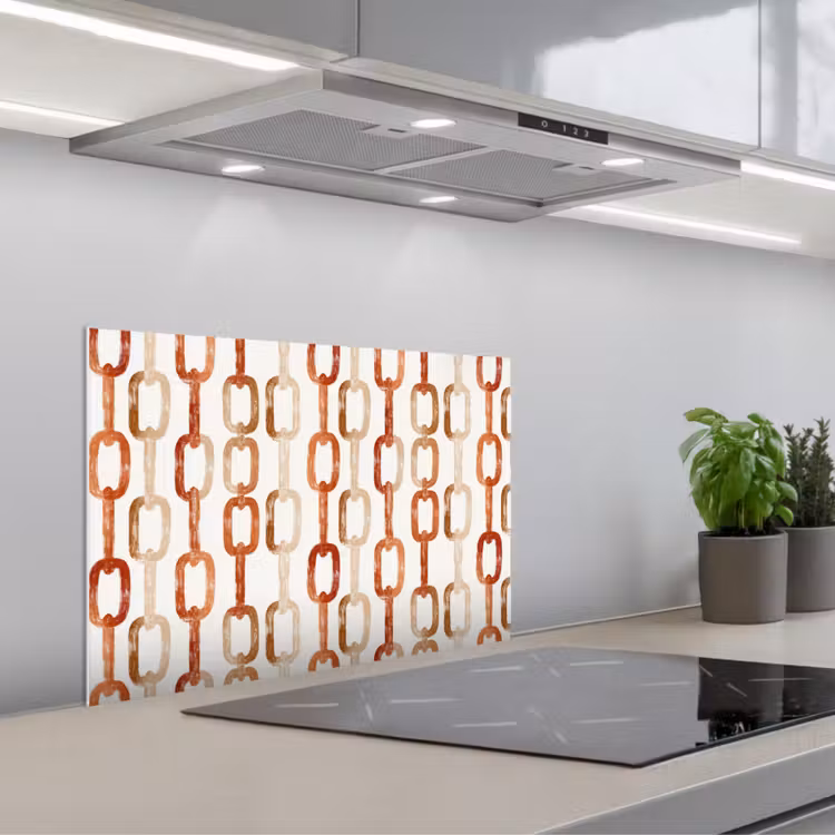 Schakels - Patroon - Aquarel - Terracotta keuken achterwand spatscherm klein 900 -3d_schuin