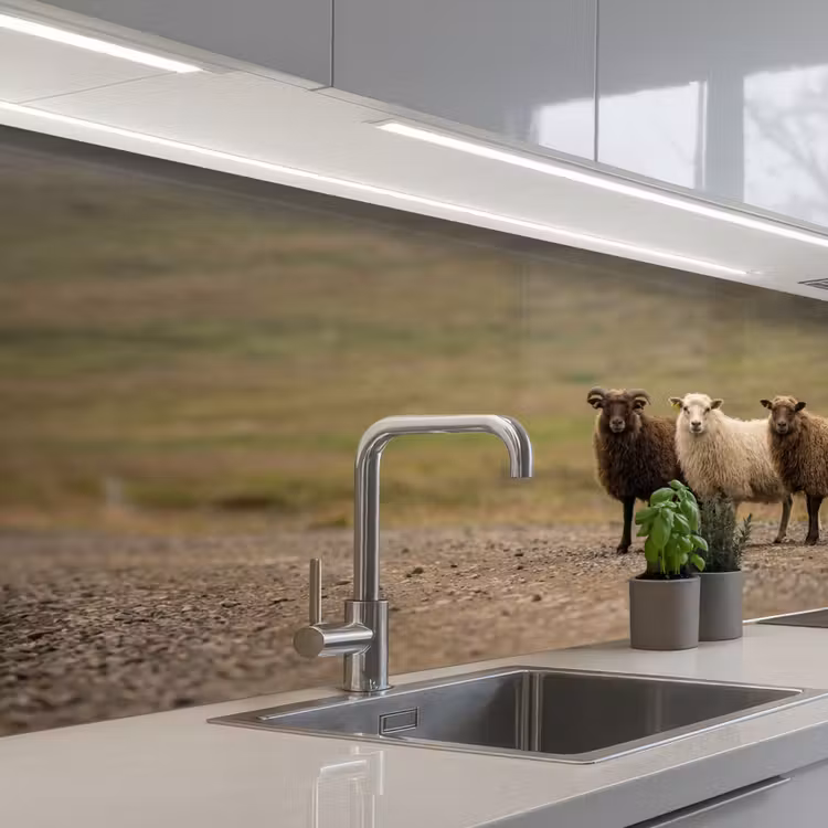 Schapen - Bruin - Wit - Grindpad keuken achterwand 2 middel -3d_schuin
