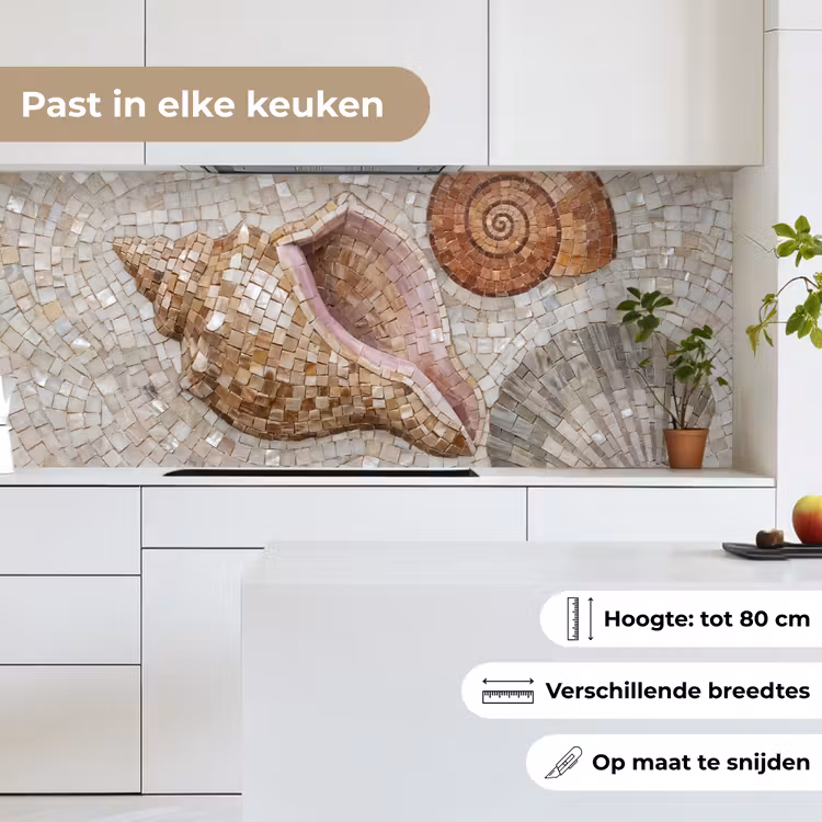 Schelp - Mozaïek - Zee - Beige - Modern keuken achterwand 2 middel -sfeer4_NL