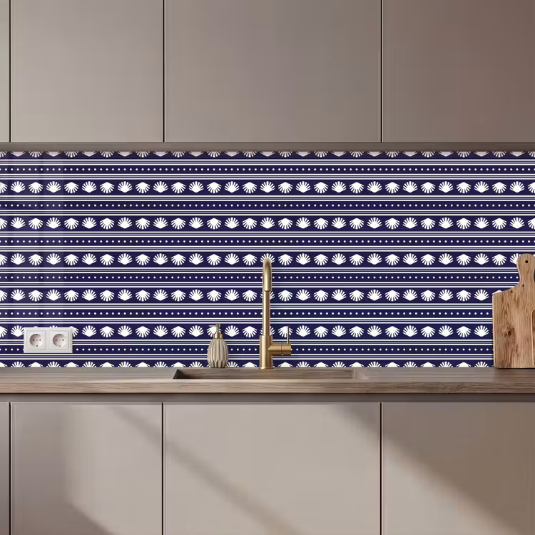 Schelp - Nautisch - Blauw - Wit keuken achterwand 2 middel 871 zz_3dshopping