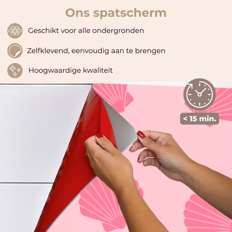 Schelp - Patroon - Zee - Modern - Roze keuken achterwand spatscherm klein -spatscherm_NL