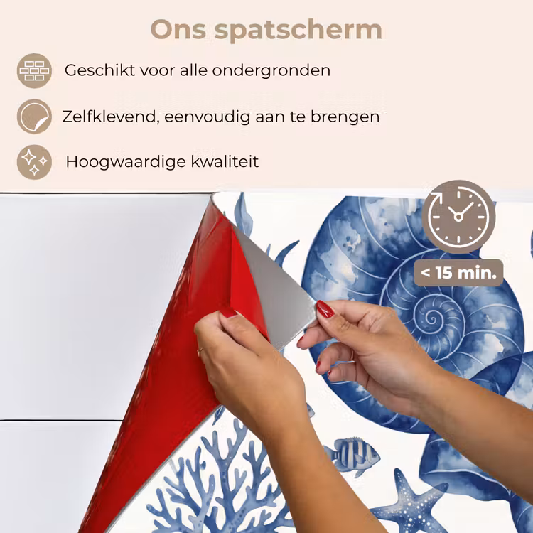 Schelp - Spiraal - Zeeleven - Aquarel - Blauw keuken achterwand spatscherm klein -spatscherm_NL
