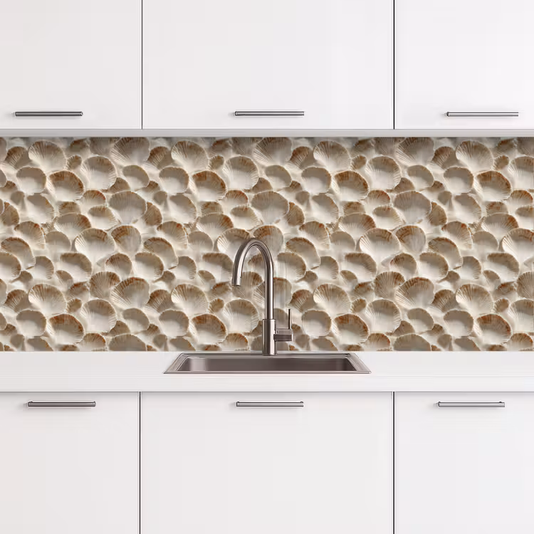 Schelpen - Waaiervorm - Wit keuken achterwand 2 middel 871 -3d
