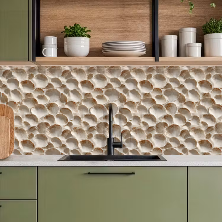 Schelpen - Waaiervorm - Wit keuken achterwand 2 middel 871 -sfeer3
