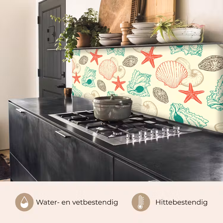 Schelpen - Zeester - Strand - Vintage - Patroon keuken achterwand 2 middel 871 -usp_NL