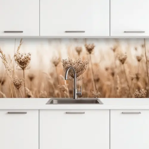 Schermbloem - Droogbloem - Winter - Beige - Minimalistisch keuken achterwand 2 middel -3d
