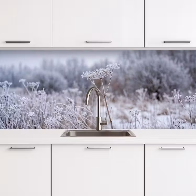 Schermbloem - Rijp - Kristallen - Winter - Delicaat keuken achterwand 2 middel -3d