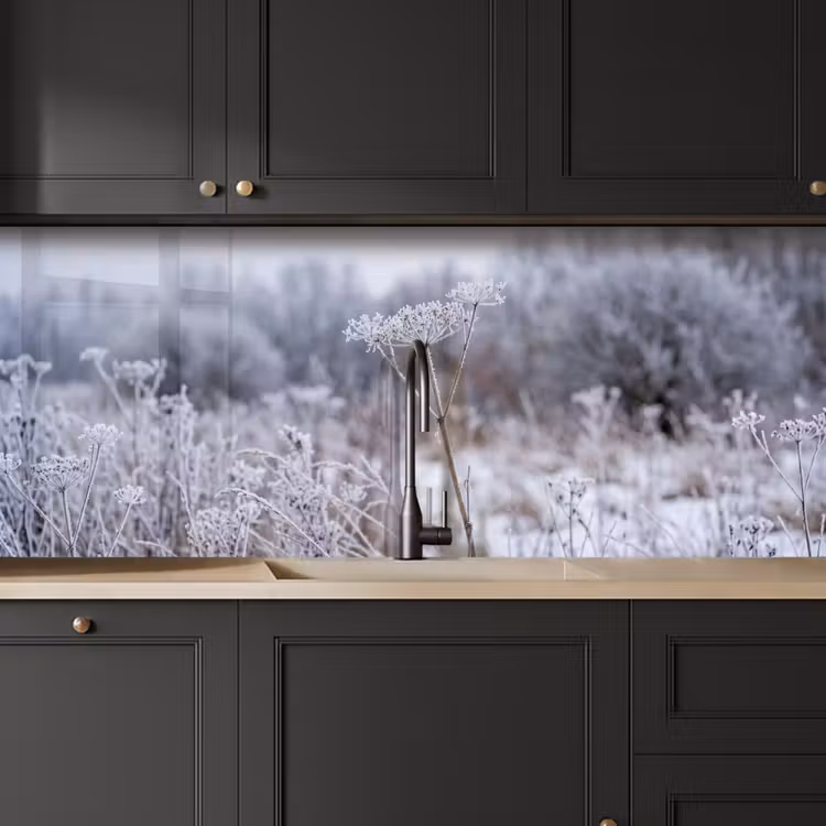 Schermbloem - Rijp - Kristallen - Winter - Delicaat keuken achterwand 2 middel -sfeer1
