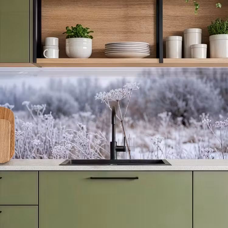 Schermbloem - Rijp - Kristallen - Winter - Delicaat keuken achterwand 2 middel -sfeer3