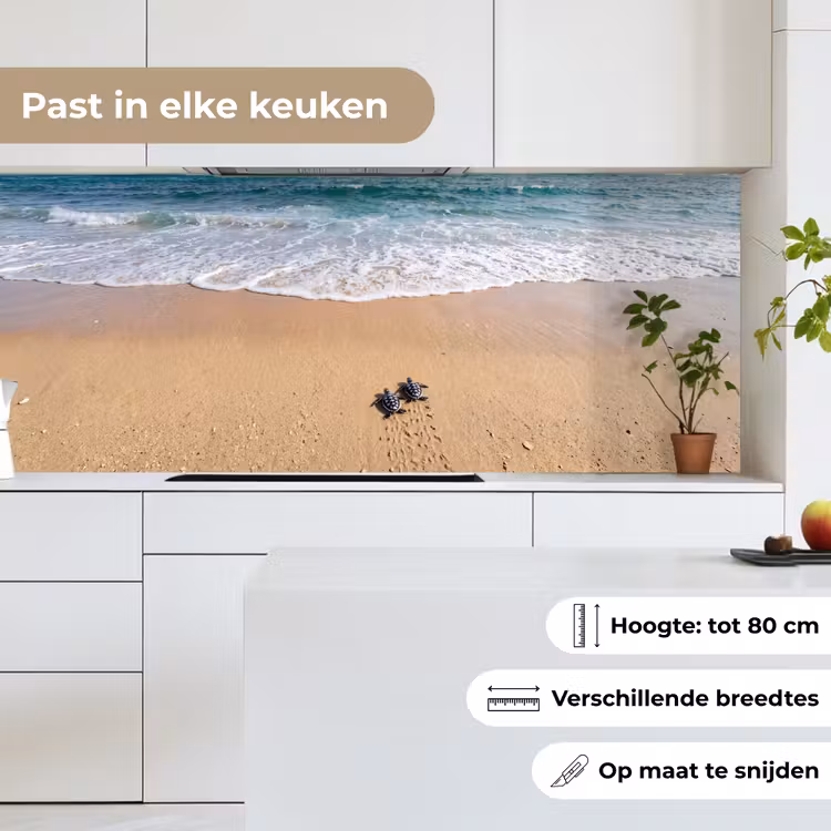 Schildpad - Jong - Strand - Oceaan - Blauw keuken achterwand 2 middel -sfeer4_NL
