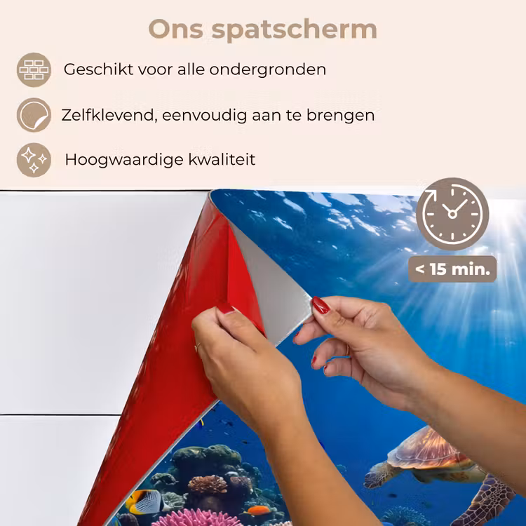 Schildpad - Koraalrif - Oceaan - Dieren - Blauw keuken achterwand spatscherm klein -spatscherm_NL