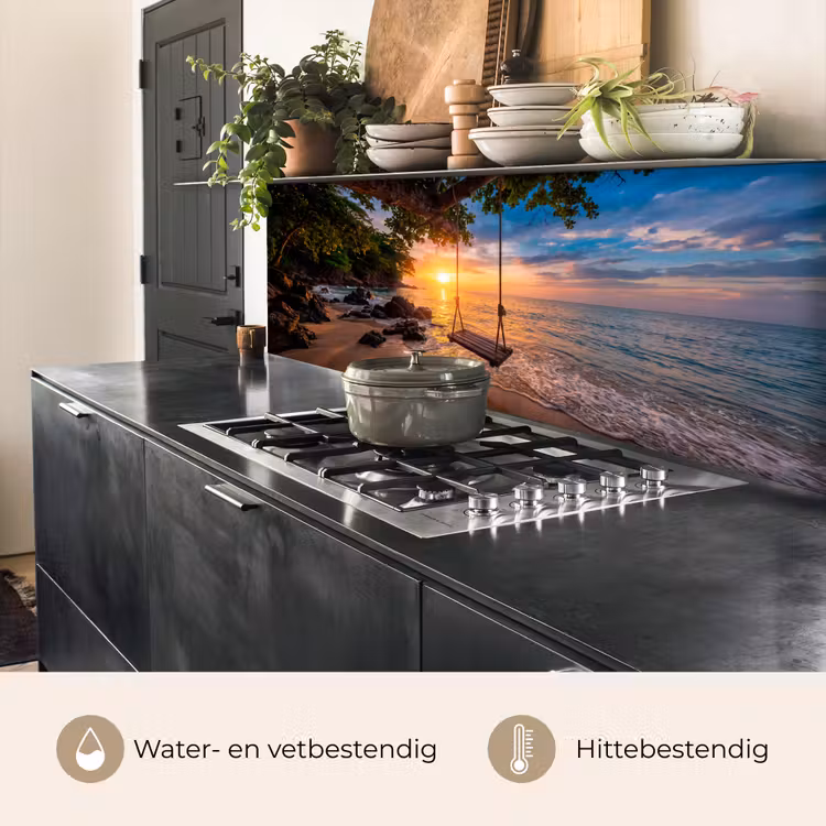 Schommel - Strand - Zonsondergang - Natuur - Oranje keuken achterwand 2 middel -usp_NL