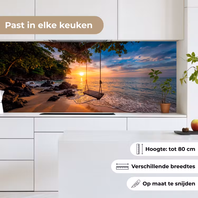 Schommel - Strand - Zonsondergang - Natuur - Oranje keuken achterwand 2 middel -sfeer4_NL