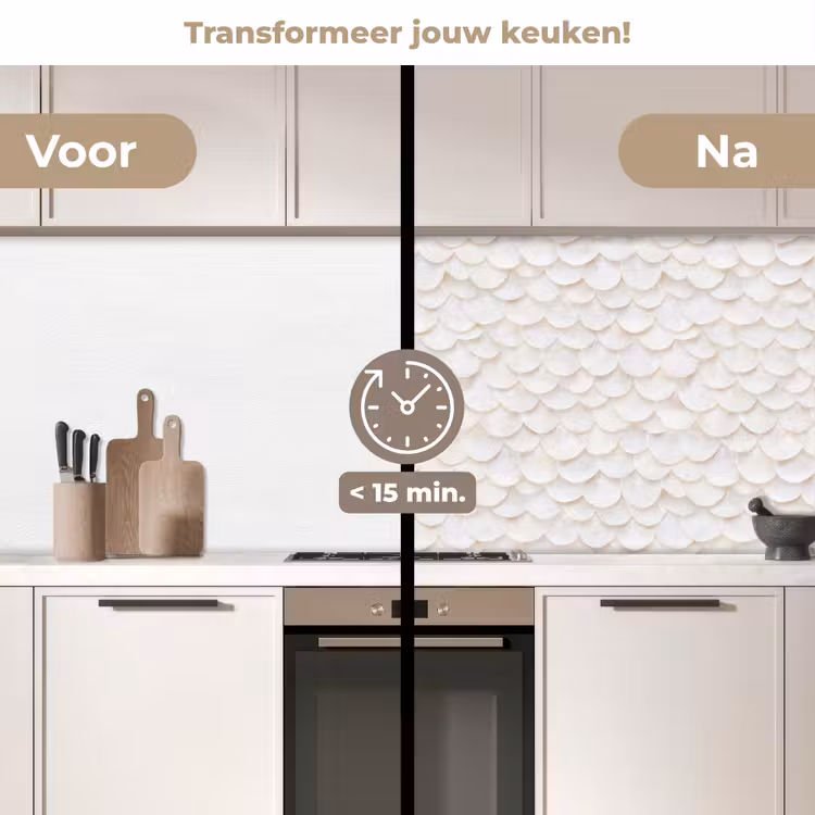 Schubben - Wit - Elegant keuken achterwand 2 middel 871 -voor-na2_NL