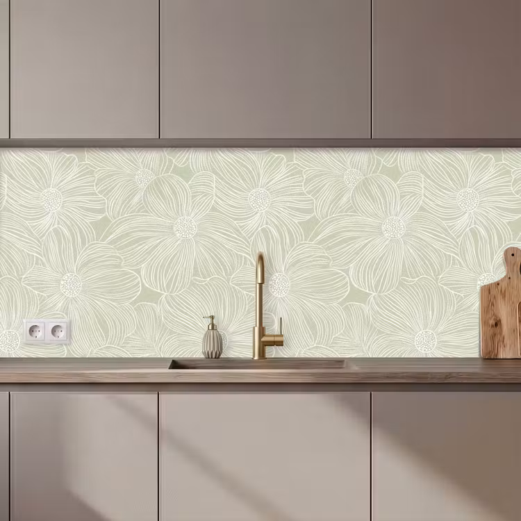 Sereen - Bloemen - Groen keuken achterwand 2 middel 871 zz_3dshopping