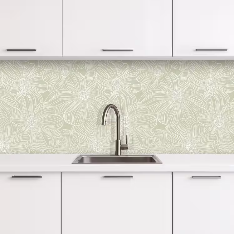 Sereen - Bloemen - Groen keuken achterwand 2 middel 871 -3d