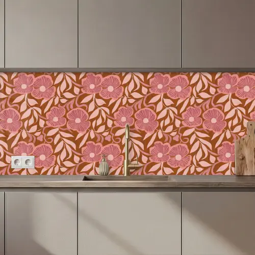 Keuken achterwand - Sfeer - Bloemen - Roze