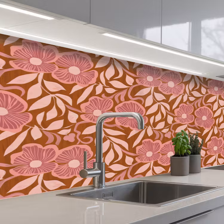Sfeer - Bloemen - Roze keuken achterwand 2 middel 871 -3d_schuin