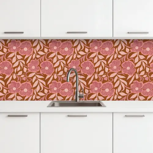 Sfeer - Bloemen - Roze keuken achterwand 2 middel 871 -3d