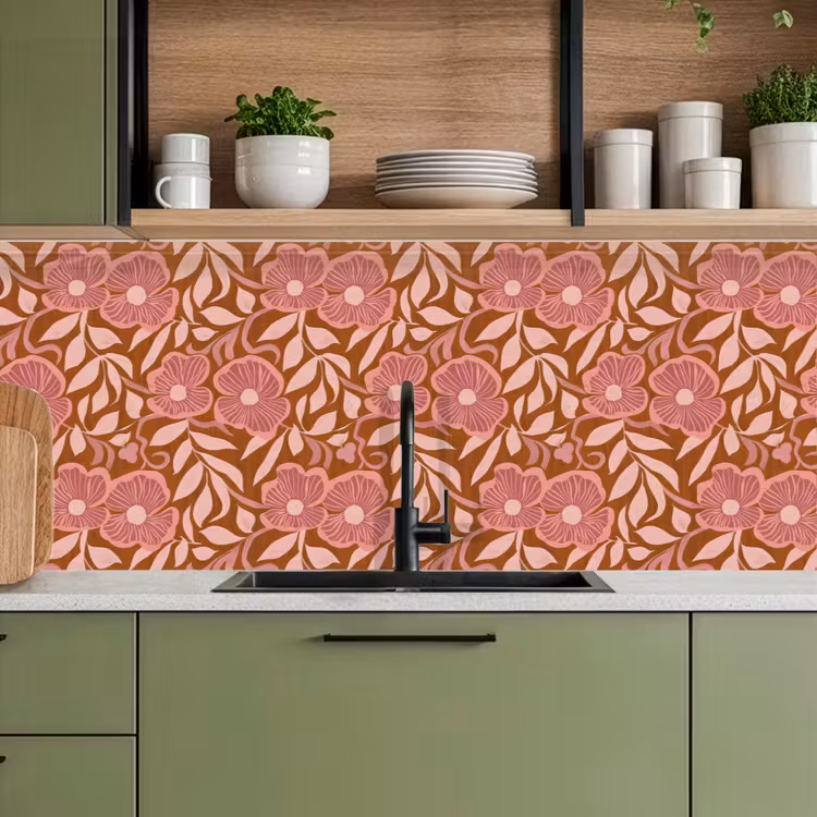 Sfeer - Bloemen - Roze keuken achterwand 2 middel 871 -sfeer3