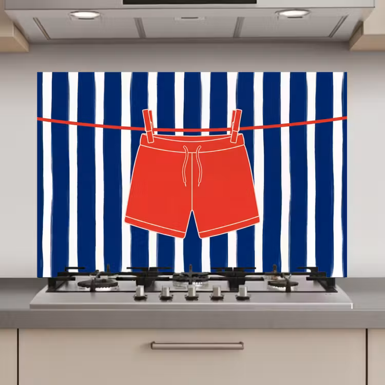 Shorts - Waslijn - Zomer - Illustratie - Rood keuken achterwand spatscherm klein -3d_website