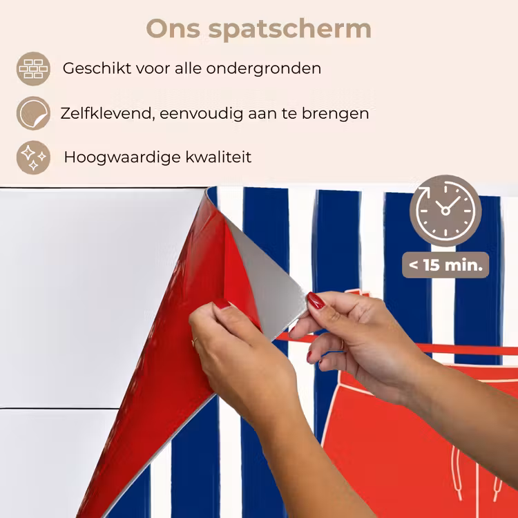 Shorts - Waslijn - Zomer - Illustratie - Rood keuken achterwand spatscherm klein -spatscherm_NL