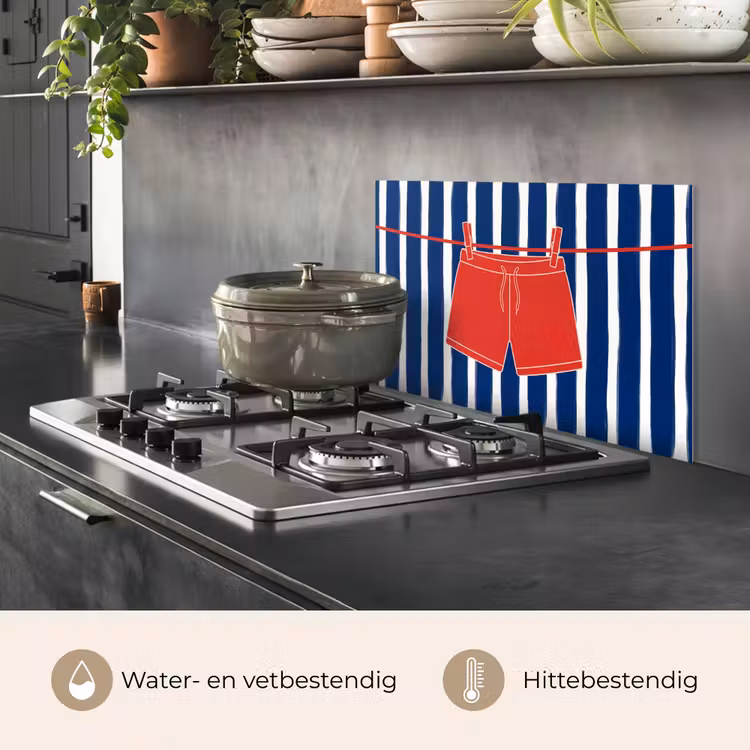 Shorts - Waslijn - Zomer - Illustratie - Rood keuken achterwand spatscherm klein -usp_NL
