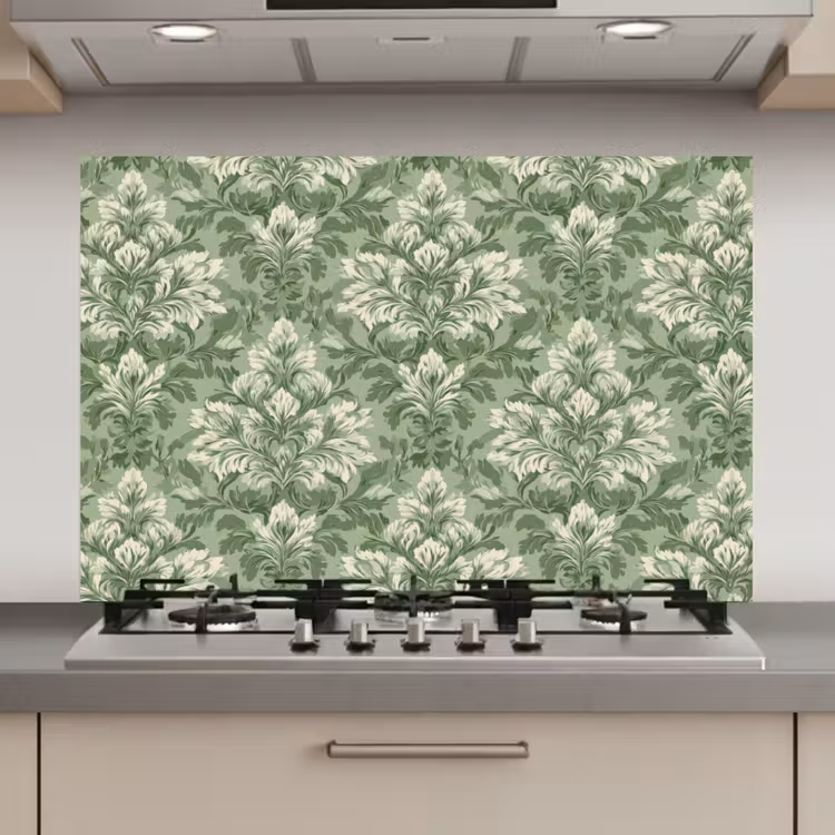 Sierlijk - Lichtgroen - Planten - Patroon - Getailleerd keuken achterwand spatscherm klein 900 -3d_website