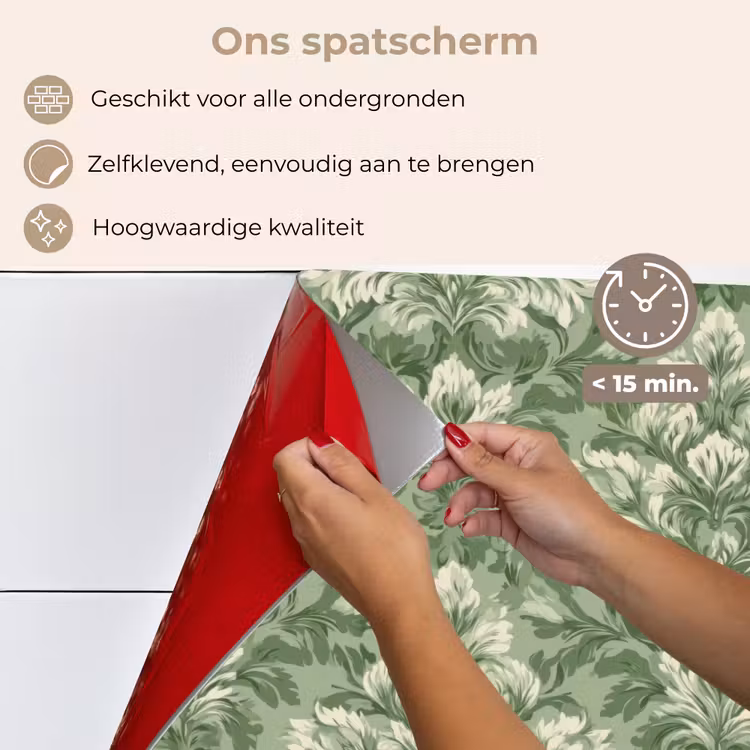 Sierlijk - Lichtgroen - Planten - Patroon - Getailleerd keuken achterwand spatscherm klein 900 -spatscherm_NL