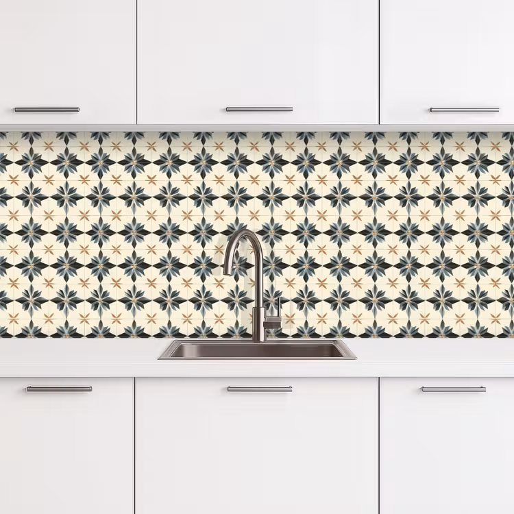 Sierlijk - Ornament - Blauw keuken achterwand 2 middel 871 -3d