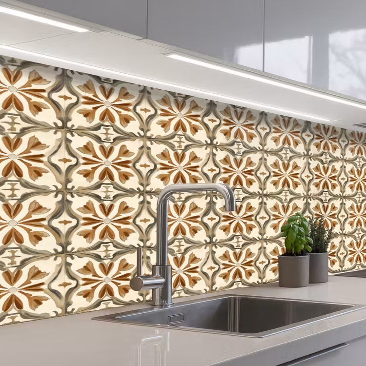 Siertegel - Patroon - Bruin keuken achterwand 2 middel 871 -3d_schuin