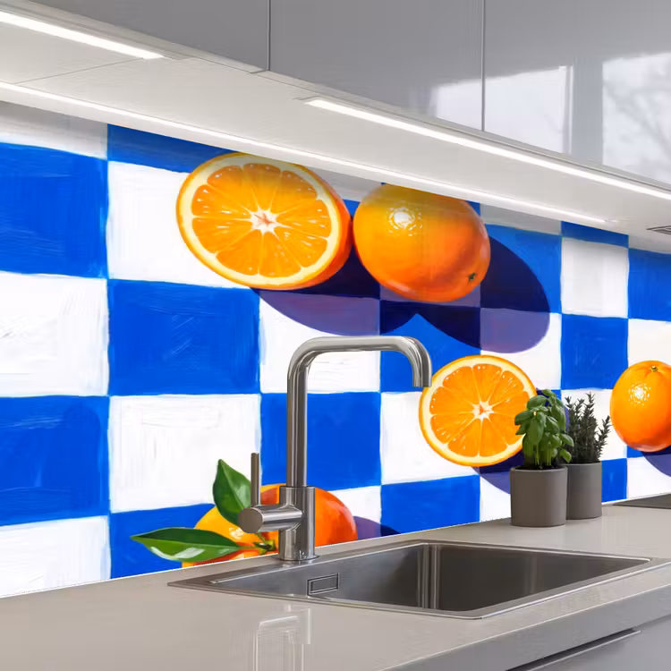 Keuken achterwand - Sinaasappel - Geruit - Eten - Sinaasappel - Geruit - Eten keuken achterwand 2 middel