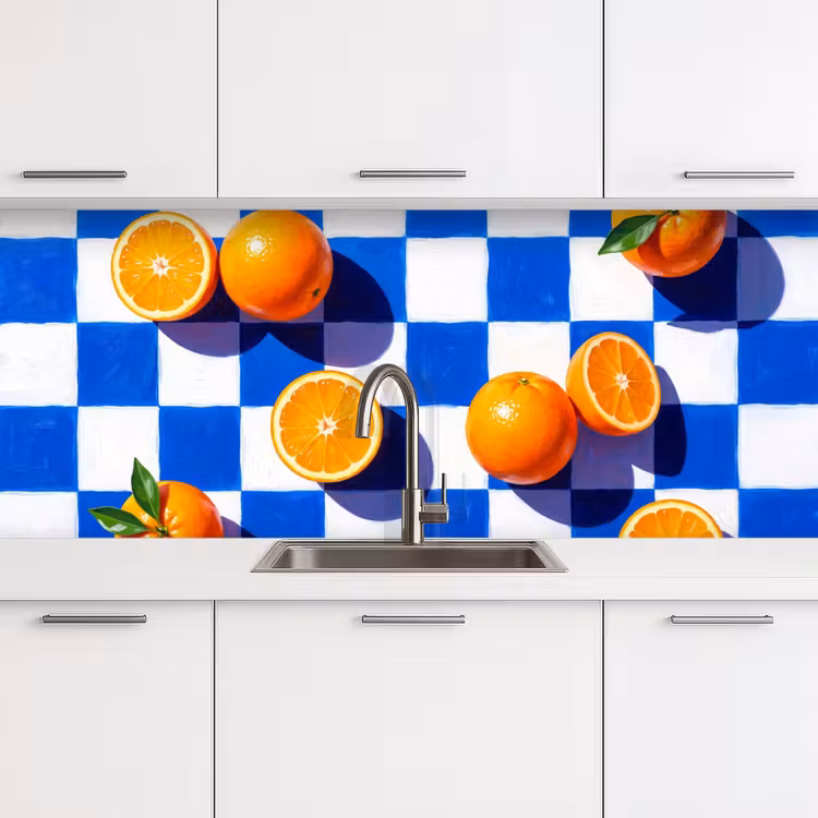 Keuken achterwand - Sinaasappel - Geruit - Eten - Sinaasappel - Geruit - Eten keuken achterwand 2 middel