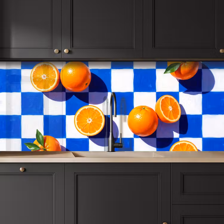 Keuken achterwand - Sinaasappel - Geruit - Eten - Sinaasappel - Geruit - Eten keuken achterwand 2 middel