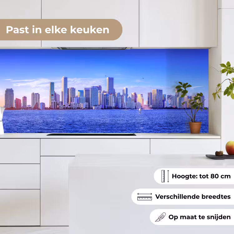 Skyline - Blauw - Wolkenkrabbers - Stad keuken achterwand 2 middel -sfeer4_NL