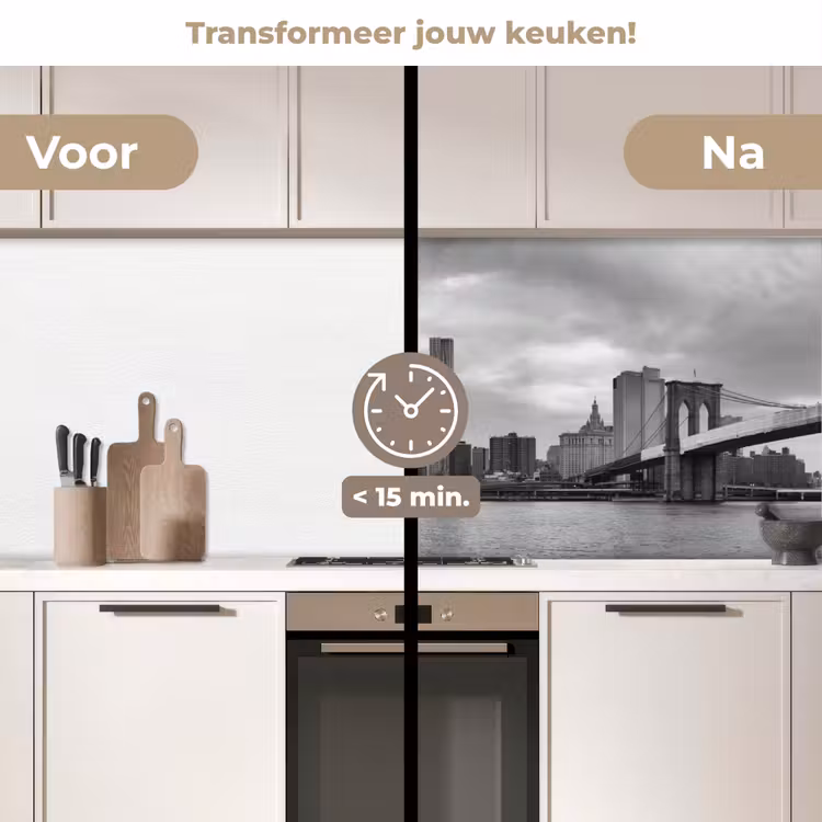 Skyline - Brug - Gebouwen - Kleurloos keuken achterwand 2 middel -voor-na2_NL