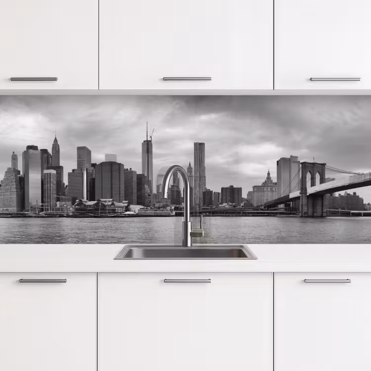 Skyline - Brug - Gebouwen - Kleurloos keuken achterwand 2 middel -3d