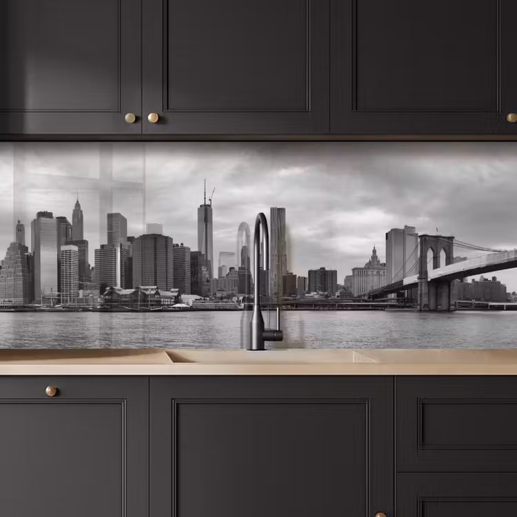 Skyline - Brug - Gebouwen - Kleurloos keuken achterwand 2 middel -sfeer1
