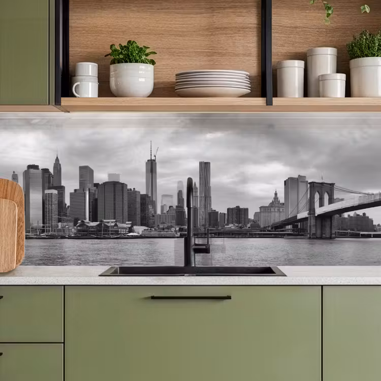 Skyline - Brug - Gebouwen - Kleurloos keuken achterwand 2 middel -sfeer3